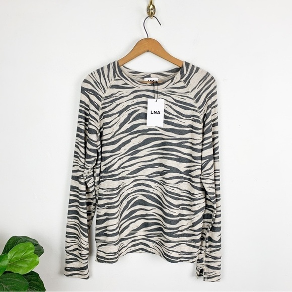 LNA Tops - NWT LNA Revolve Beige Zebra Print Jillyan Raglan Sweatshirt Sz S